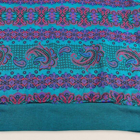 Vintage 90s Paisley Collared Sweatshirt Cricket Lane Size XL - Picture 2 of 4